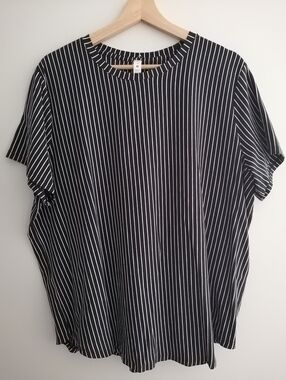 Lululemon Plus Size Love Crew Pima Cotton Short Sleeve Black White Stripe 18